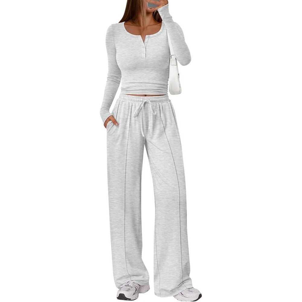 Women’s Two Piece Lounge Set Rayon Spandex Fall Fashion Business Casual